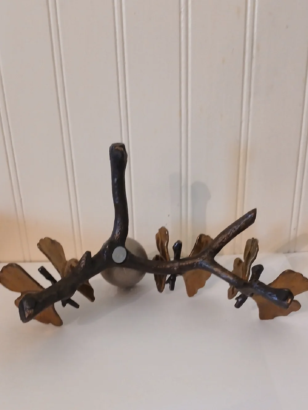 Micheal Aram Butterfly  Ginkgo Branches Butterfly Candleholder Brass Whimsy Art